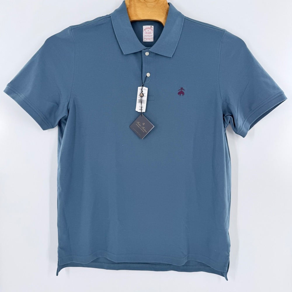 Brooks Brothers Mens Supima Cotton Polo Shirt Blue Original Fit XL NWT